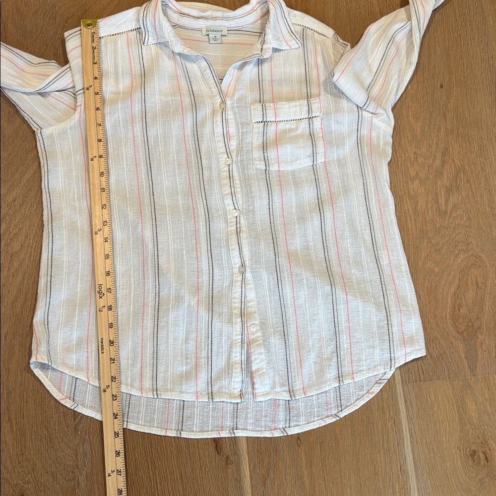 Sundance Gauze Striped Button-up Shirt | M | EUC | Beach | Resort | Boho - Picture 5 of 7